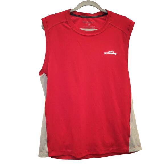 Eddie Bauer Sport Active Fit Red Gray Basketball Sleeveless Tank Top Men Sz M - Picture 1 of 4